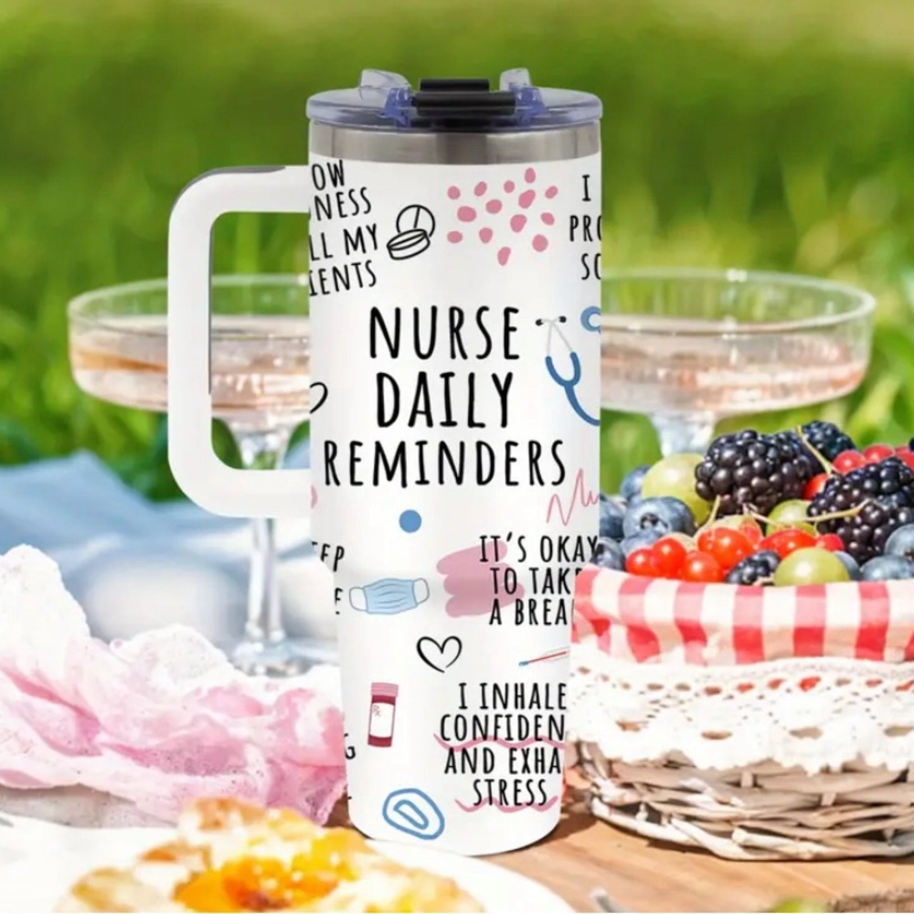 {NEW} Nurse Tumbler With Handle 40oz Stainless Steel